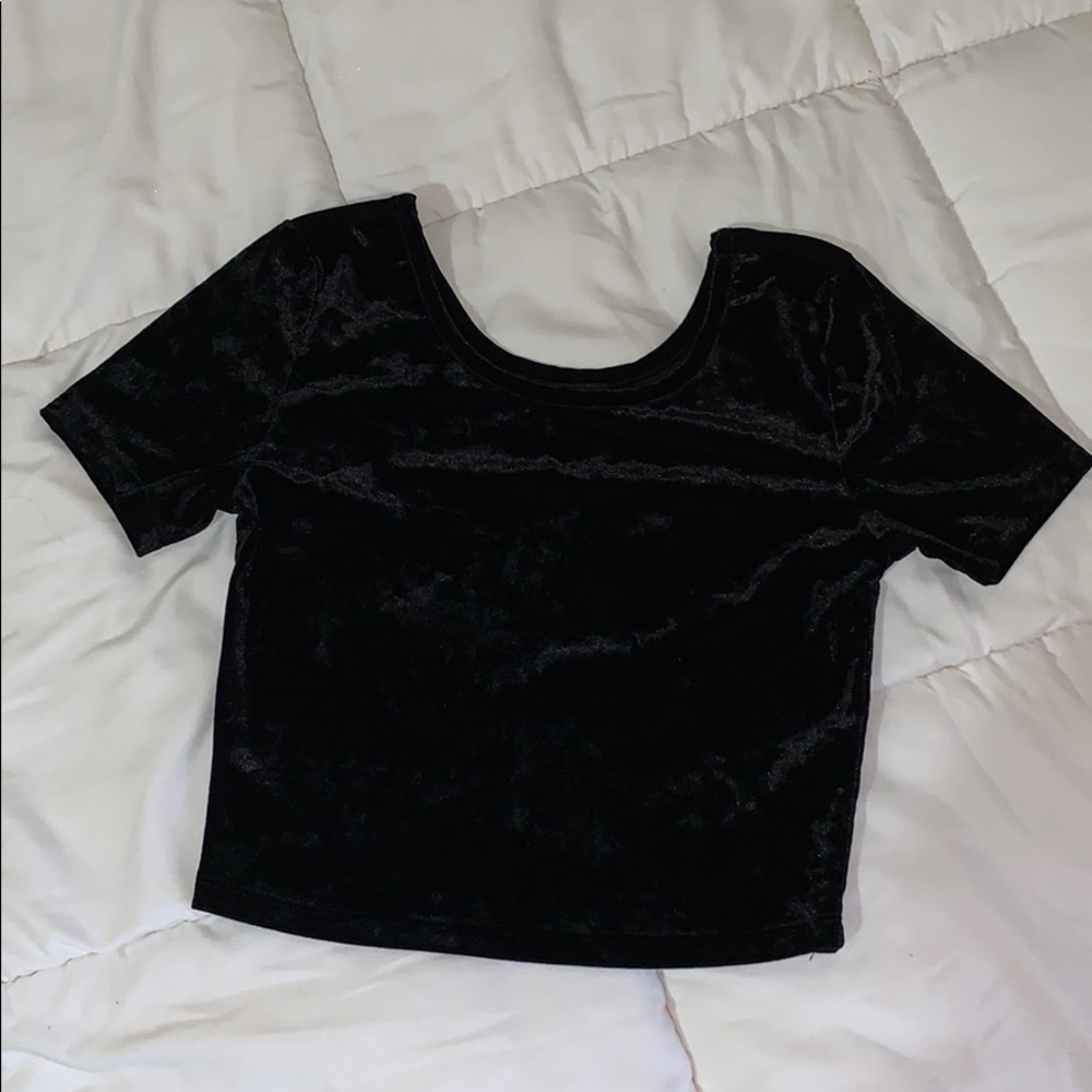 Black Velvet Cropped Top